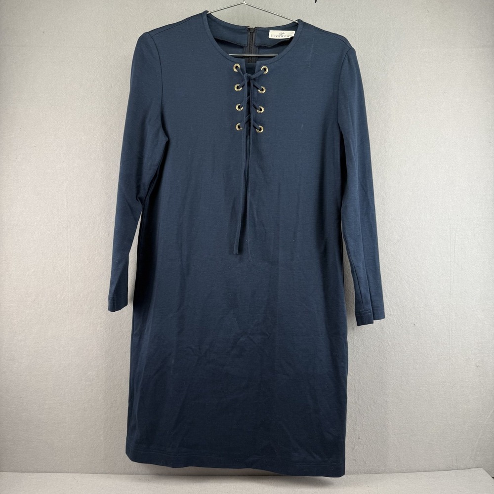 Vintage Givenchy Life Dress Blue Grommet Lace Up Long Sleeve Cotton Japanese 9